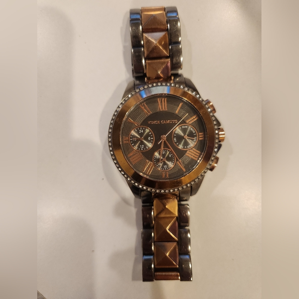 Vince Camuto Gunmetal and Rose Gold Watch